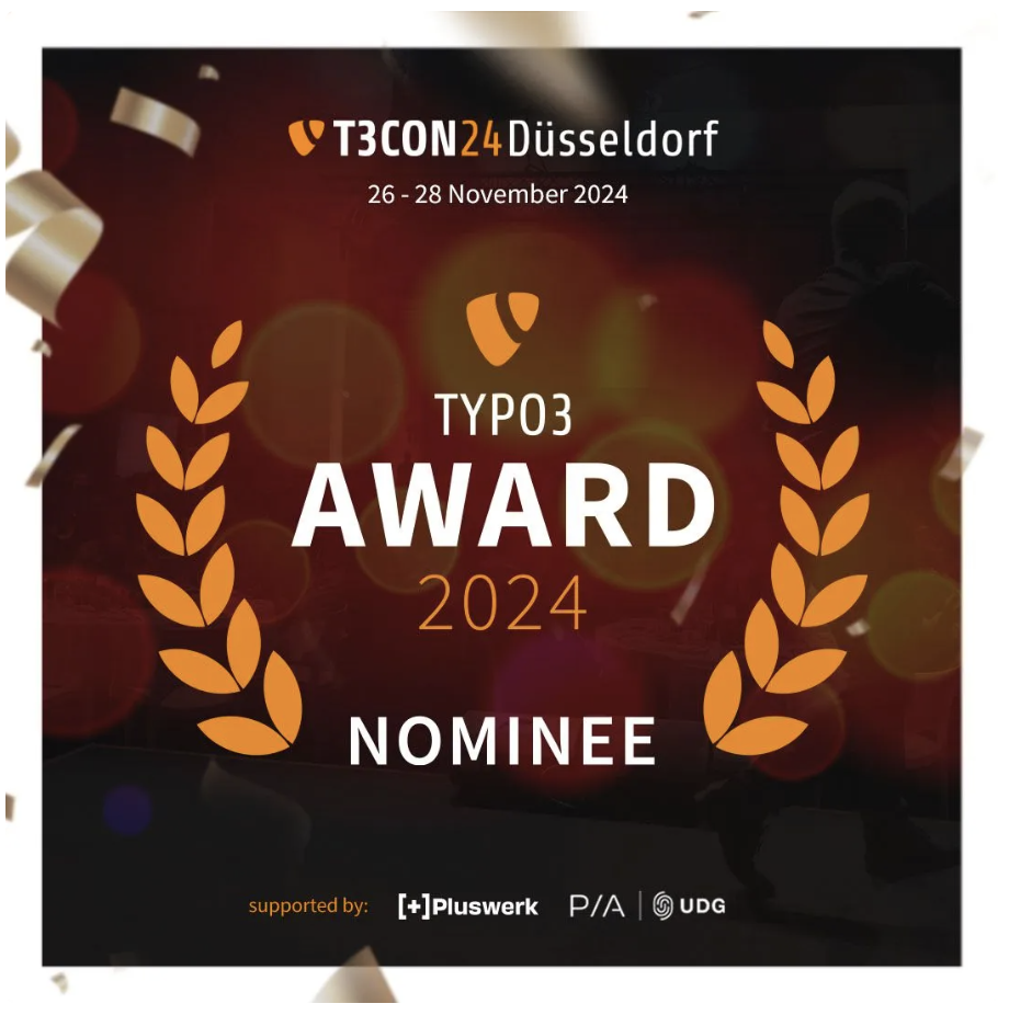 Logo der Typo3 Award Nominierung von digitale fische GmbH aus dem Jahre 2024